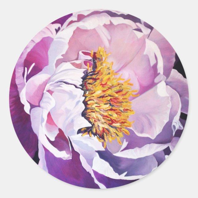 Sticker Rond acrylique de pivoine (Devant)