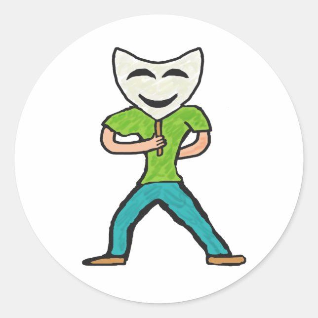 Sticker Rond Acteur agissant avec masque (Devant)