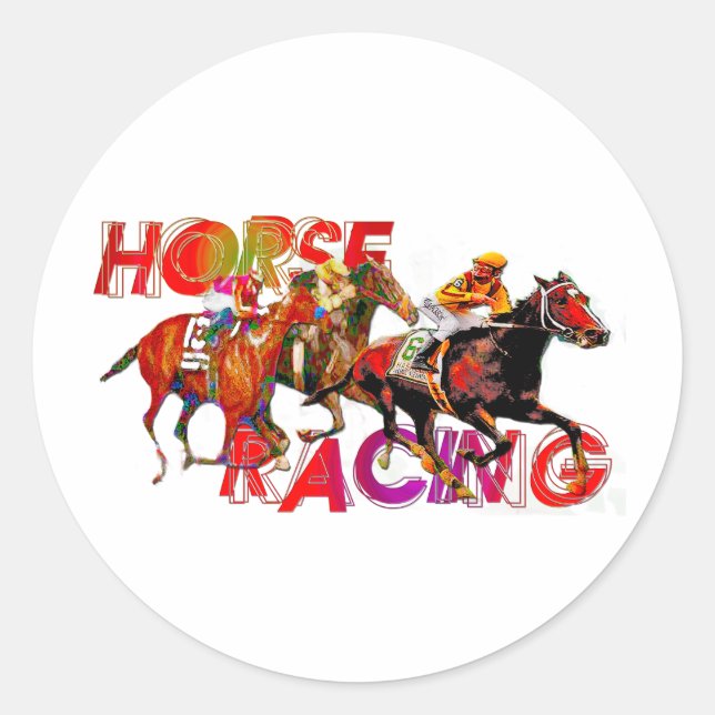 Sticker Rond Action de course à cheval (Devant)