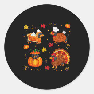 Sticker Rond Action de grâce Dachshund Chien saucisse Dinde Mig