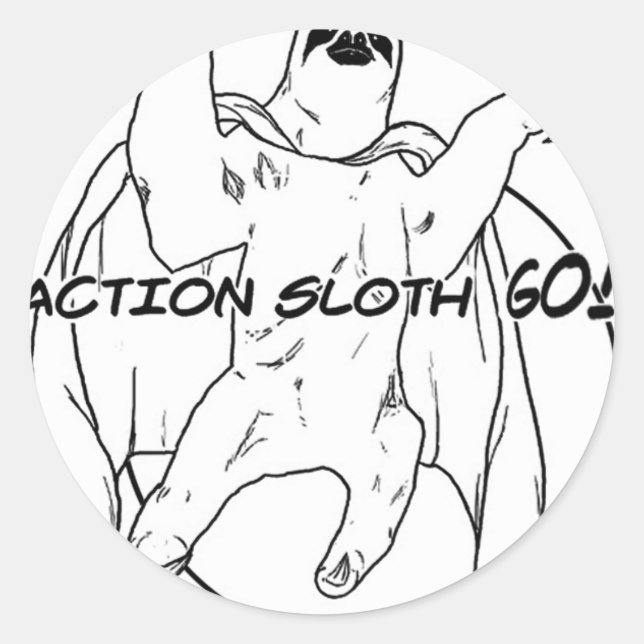 Sticker Rond Action Sloth, Allez ! (Devant)
