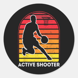 Sticker Rond Active Shooter Bysketbyll Lecteur Retro Vintage Su