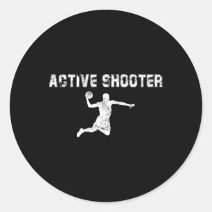 Sticker Rond Active Shooter Bysketbyll Loisirs Hommes Femmes