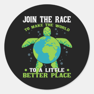 Sticker Rond Activisme climatique Tortue Jour des terres