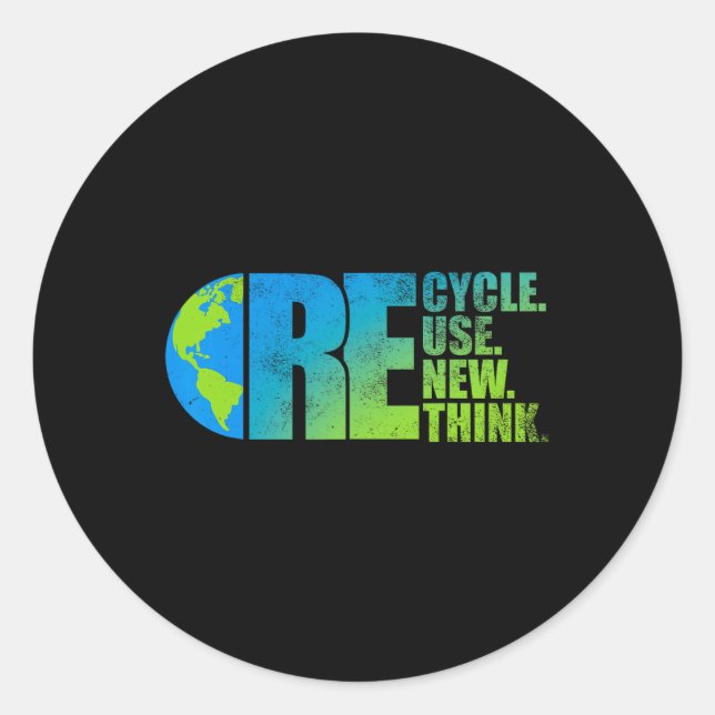 Sticker Rond Activisme de l'environnement Recycler Réutiliser R (Devant)