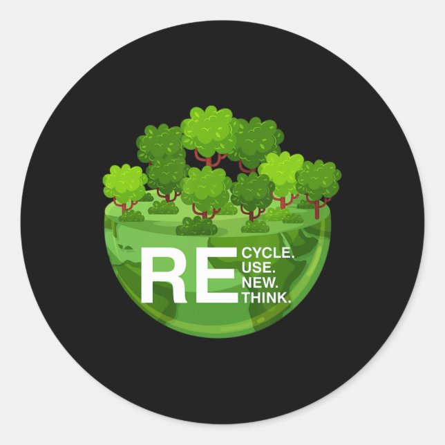 Sticker Rond Activisme de l'environnement Recycler Réutiliser R (Devant)