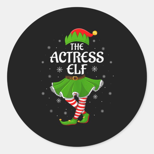 Sticker Rond Actress Elf Christmas Family Girls Women Elf Squad (Devant)