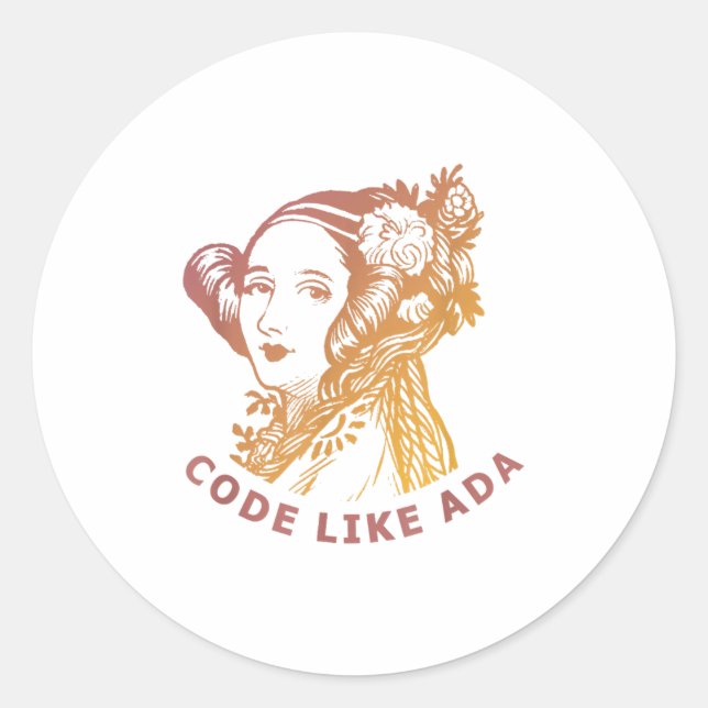 Sticker Rond Ada Lovelace Aube Dégradé Code Comme Ada  (Devant)
