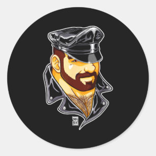 Sticker Rond Adam aime le chapeau de cuir