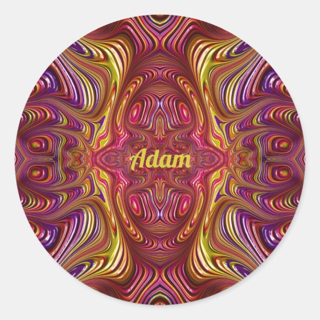 Sticker Rond ADAM ~ Conception fractale multicolore ~ (Devant)