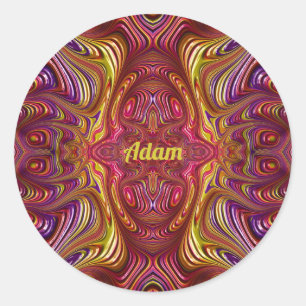 Sticker Rond ADAM ~ Conception fractale multicolore ~ Roun clas