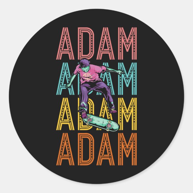 Sticker Rond Adam Custom Skateboarding Hob  (Devant)