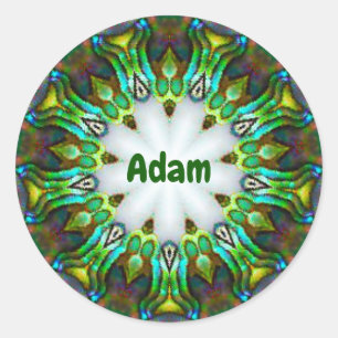 Sticker Rond ADAM ~ Fractale personnalisée de coquille de Paua 