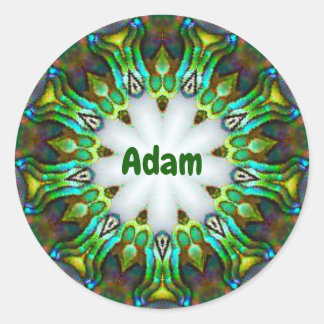 Sticker Rond ADAM ~ Personalised Paua Shell Fractal ~ 