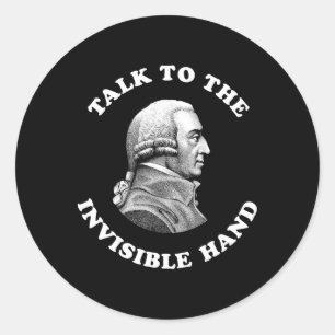 Sticker Rond Adam Smith parle à la main invisible Économie Te
