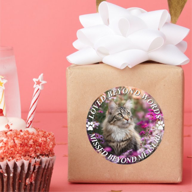 Sticker Rond Add Photo Cat Memorial (Fête)