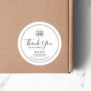 Sticker Rond Add Your Logo Black Border Social Media Thank You