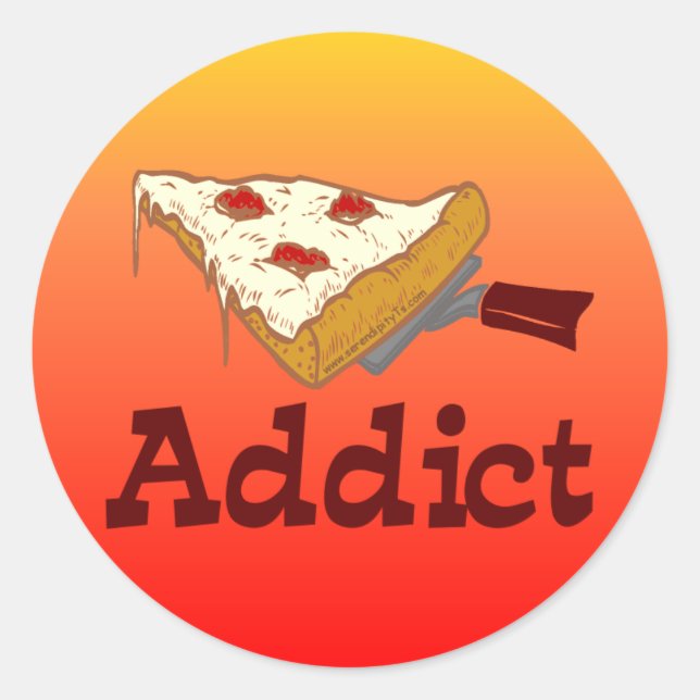 Sticker Rond Addict à la pizza (Devant)