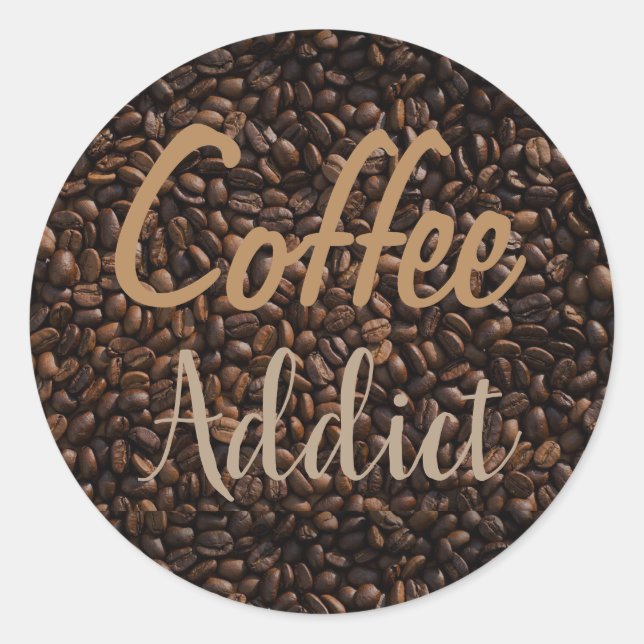 Sticker Rond Addict au café (Devant)