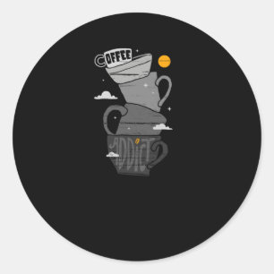 Sticker Rond Addict au café