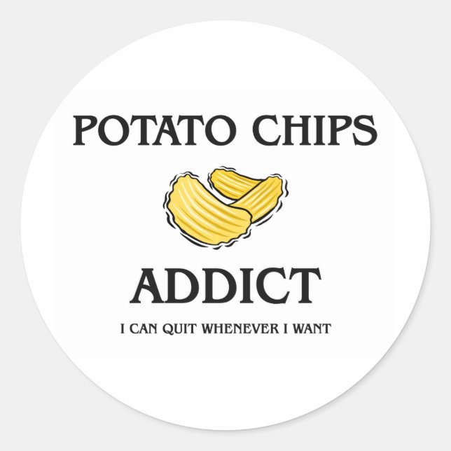 Sticker Rond Addict de chips de pommes de terre (Devant)
