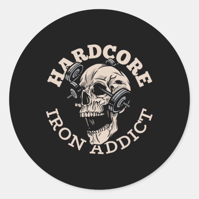 Sticker Rond Addict hardcore Iron (Devant)