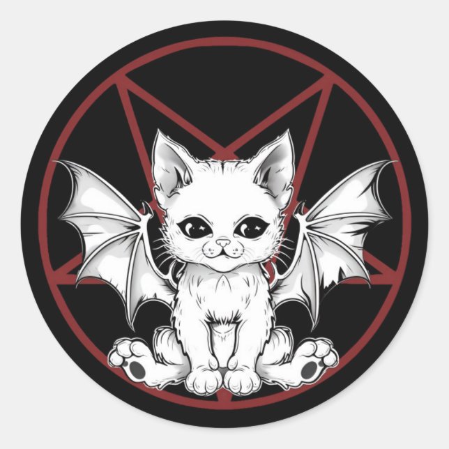Sticker Rond Adesivo Cute Demon Cat (Devant)