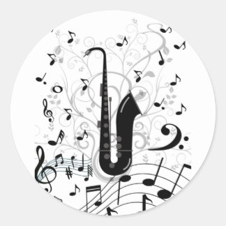 Sticker Rond Adesivo redondo autocolante musical saxofone