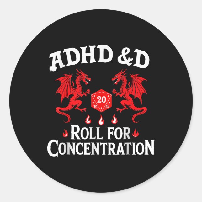 Sticker Rond Adhd&amp ; d Adhd Roll Pour Concentration (Devant)