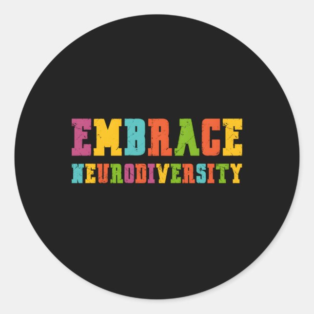 Sticker Rond Adhd Autism Asd Embrasser la Neurodiversité (Devant)