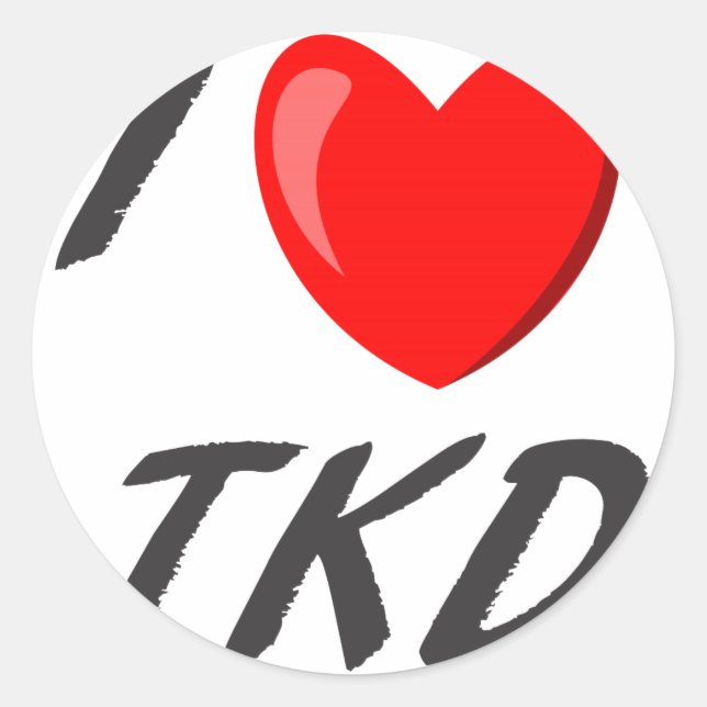 Sticker Rond adhésif I Love TKD (Devant)