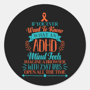 Sticker Rond Adhhhd Sensibilisation T Chemise - Drôle Et Sensib