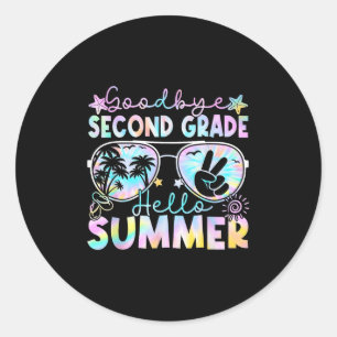 Sticker Rond Adieu 2e année Bonjour Été Deuxième année Dernière