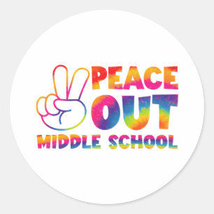 Sticker Rond Adieu collège Tie Dye Dernier jour d'école