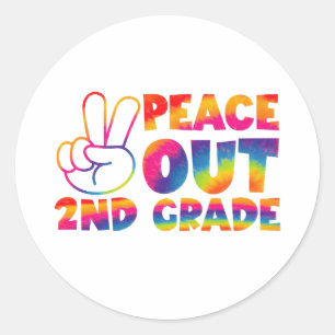 Sticker Rond Adieu deuxième année Tie Dye Dernier jour 2e année