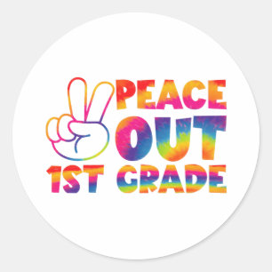 Sticker Rond Adieu Première Année Tie Dye Dernier Jour 1re Anné