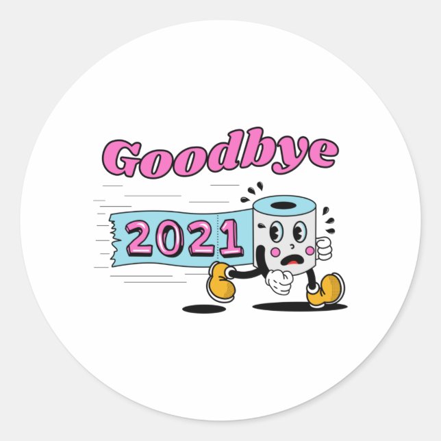Sticker Rond Adieu rouleau papier Toilet 2021 (Devant)