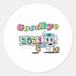 Sticker Rond Adieu rouleau papier Toilet 2021