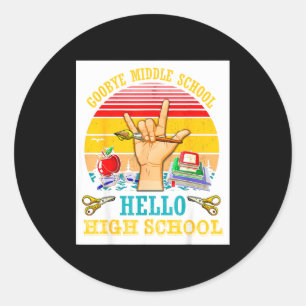 Sticker Rond Adieu vintage école intermédiaire diplômé bonjour