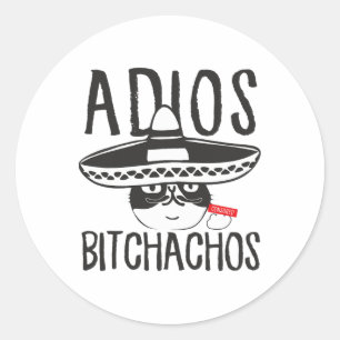 Sticker Rond Adios Achos Chat Dans Sombrero Drôle Cinco De Mayo