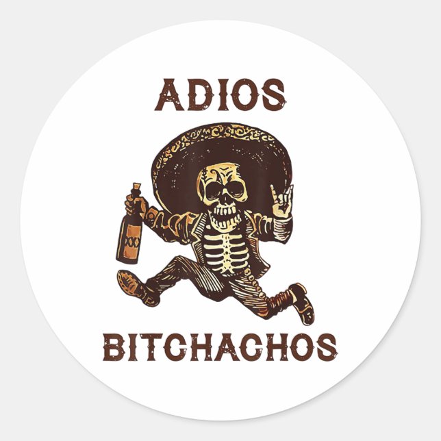 Sticker Rond Adios Achos Cinco De Mayo Skeleton Boire _1 (Devant)