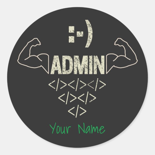 Sticker Rond Administrateur Administrateur IT Sysadmin Informat (Devant)
