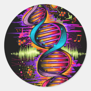 Sticker Rond ADN de musique