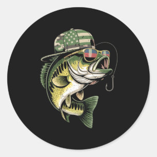 Sticker Rond Adolescent garçon camouflage pêche à la basse bann