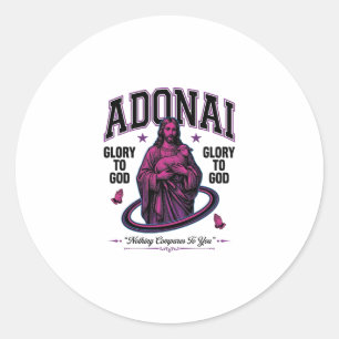 Sticker Rond Adonai Gloire à Dieu Vintage Vector Design Chrétie