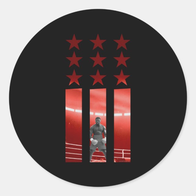Sticker Rond Adonis Creed Neuf Étoiles Trois Bars Rouge (Devant)