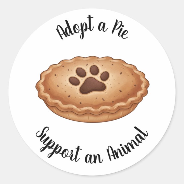 Sticker Rond Adopt a Pie Animal Rescue Bakery Sweet Treat (Devant)