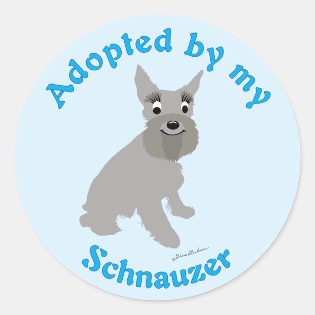 Sticker Rond Adopté par mon Schnauzer (Devant)