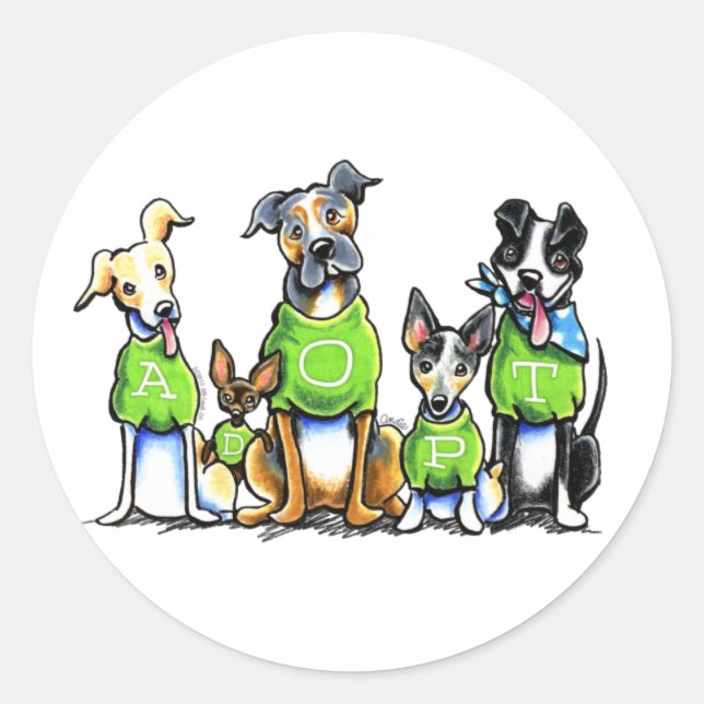 Sticker Rond Adopter des chiens d'abri Tee - shirts verts pense (Devant)