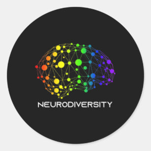 Sticker Rond Adopter la Neurodiversité Autisme Tdah Troubles du